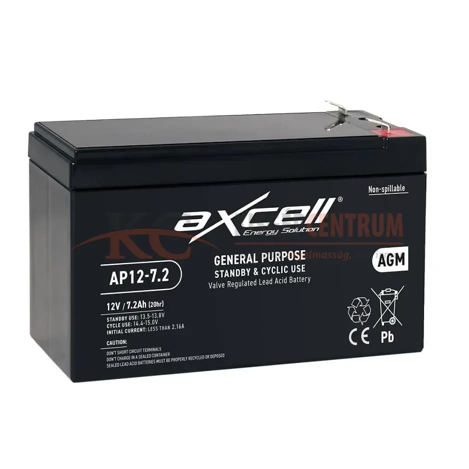 AXCELL indítóakkumulátor 12V-7.2A (118120069/0 helyettesítő)